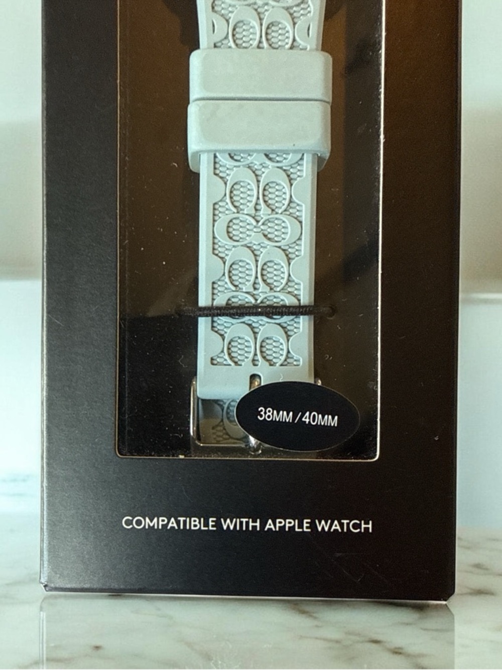 Coach Light Blue/Teal Apple Watch Band with Silver Hardware - Picture 3 of 7